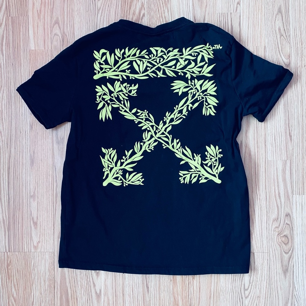 VIRGIL ABLOH “MAIN LABEL” off white Black T-shirt, Med.